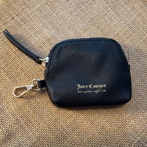 Juicy Couture Black Leather Mini Pouch with Gold Logo